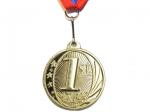 Медаль спортивная с лентой за 1 место. Диаметр 5 см: 1801-1