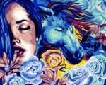 Девушка, лошадь и розы
