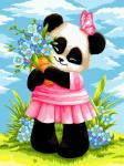 Милая панда с цветочками