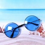 Очки солнцезащитные в чехле "Summer fashion", круглые, цвет синий