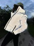 Куртка Женская 14001 "Светящаяся Молнии По Бокам" Серебро
