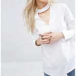 Белая блузка с планкой на спине