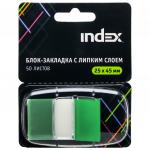 Блок-закладка с липким слоем, разм. 25х45мм,  пластик, зеленая, 50л, диспенс., с ев/п.