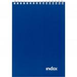 Блокнот INDEX, серия Office classic, синий, на гребне, кл., ламиниров. обл., ф. А5, 60 л.