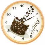 Часы настенные "Кофейные зерна" д 21,5х4,5 см, мягкий ход, циферблат фотопечать, пластм., светлое дерево (Китай)