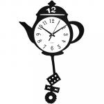 Часы настенные "Чайник" 30,5х48х2,5 см, мягкий ход, циферблат серый, пластм. черный (Китай)