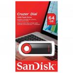 Флеш-диск 64GB SANDISK Cruzer Dial USB 2.0, черный/красный, SDCZ57-064G-B35