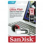 Флеш-диск 16GB SANDISK Ultra Flair USB 3.0, металл. корпус, серебристый, SDCZ73-016G-G46