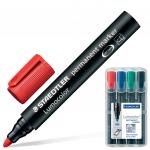 Маркеры перманентные (нестир.) STAEDTLER НАБОР 4шт., АССОРТИ,"Lumocolor", круглые, 2мм, 352WP4