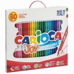 Фломастеры CARIOCA (Италия) "Joy", 60 шт., 30 цветов, суперсмываемые, карт. коробка с ручкой, 41015