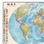 Карта настенная "Мир. Полит. карта с флагами", М-1:30млн, размер 122*79см, ламинир., 638