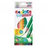 Карандаши цветные стираемые с резинкой CARIOCA "Erasable",12 цв, пластик, шестигран., заточ. 42897