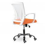 Кресло BRABIX Wings MG-306, пластик белый, хром, сетка, cерое/оранжевое E-105, 532011