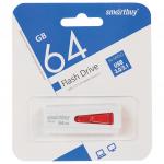 Флеш-диск 64GB SMARTBUY Iron USB 3.0, белый/красный, SB64GBIR-W3