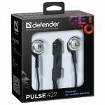 Наушники с микрофоном (гарнитура) вкладыши DEFENDER Pulse 427, проводные, 1,2 м, вкладыши, черные