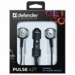 Наушники с микрофоном (гарнитура) вкладыши DEFENDER Pulse 427, проводные, 1,2 м, вкладыши, черные