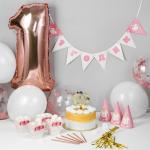 Набор для оформления праздника «1 годик дочке», воздушные шары, гирлянда, топпер, колпачки, снек-боксы
