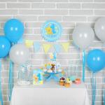 Набор для оформления праздника «1 годик малыш», воздушные шары, подставка для торта, гирлянда, топперы, открытка, свеча