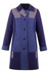 Пальто женское Эсвил синяя комби кашемир К 0221