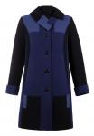 Пальто женское Эсвил темно-синяя комби кашемир К 0222