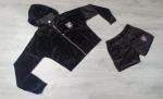 Велюровый костюм шорты и кофта на молнии черный KH110