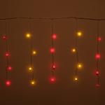 Бахрома для дома 2,5м*60см 48 ламп LED, с насадками Шар, Красный/Желтый