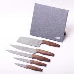 Набор ножей 6 предметов из нержавеющей стали на подставке с мраморным покрытием (5 ножей+подставка) Kamille 5045