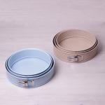 Набор разъемных форм для выпечки 3шт(O24/26/28*6.5см)из углеродистой стали(голубой и бежевый мрамор) Kamille 6031