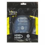 FORZA Кабель HDMI, 1080P, 1.5м, сталь, 15x012, OD=5.5мм, оплетка ПВХ, черный