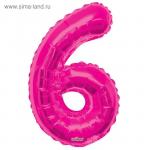Шар фольгированный 34" цифра "6" розовая