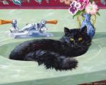 Черный кот в умывальнике