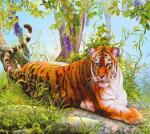 Голубоглазый тигр в прекрасном оазисе