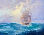 Бирюзовое море и корабль