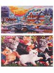Алмазная раскраска 40*50 НД-1969 Двусторонняя картина Милые котята .Заснеженный дом в лесу