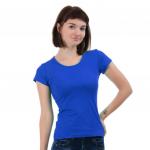 Женская однотонная футболка из хлопка, синяя (эконом)