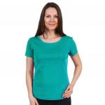 Женская однотонная футболка из хлопка, морского цвета (эконом),FEG-23