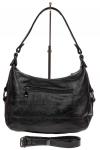 - Женская сумка хобо из искусственной кожи, цвет черный