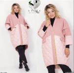 Удлиненное комбинированное полупальто SIZE PLUS pink KH110