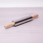 Скалка O5*38см с вращающимся валиком из нержавеющей стали и деревянными ручками Kamille 7777