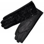 Перчатки женские, комбинированные "Блестки" (black)