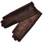 Женские перчатки для сенсорных экранов, комбинированные "Бантик" (brown)