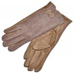 Женские перчатки для сенсорных экранов, комбинированные "Бантик" (beige)