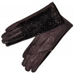 Перчатки женские, комбинированные "Блестки" (brown)