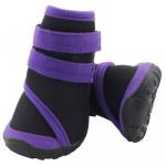 YXS136 Ботинки для собак черные с фиолетовым (уп.4шт.)