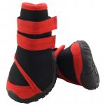 YXS134 Ботинки для собак черные с красным (уп.4шт.)