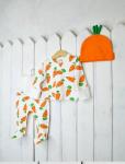 Комлект для новорожденных (кофточка+ползунки морковка+шапка оранжевая)