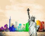 Статуя свободы и радужный Нью-Йорк