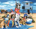 Собрание собак на пляже