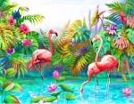 Розовые фламинго на райском озере