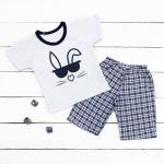 Костюм для мальчика "Заяц": футболка с принтом+бриджи (кулир)